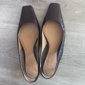 Madewell Ophelia Espresso Leather Square-Toe Slingback Flats Size 8